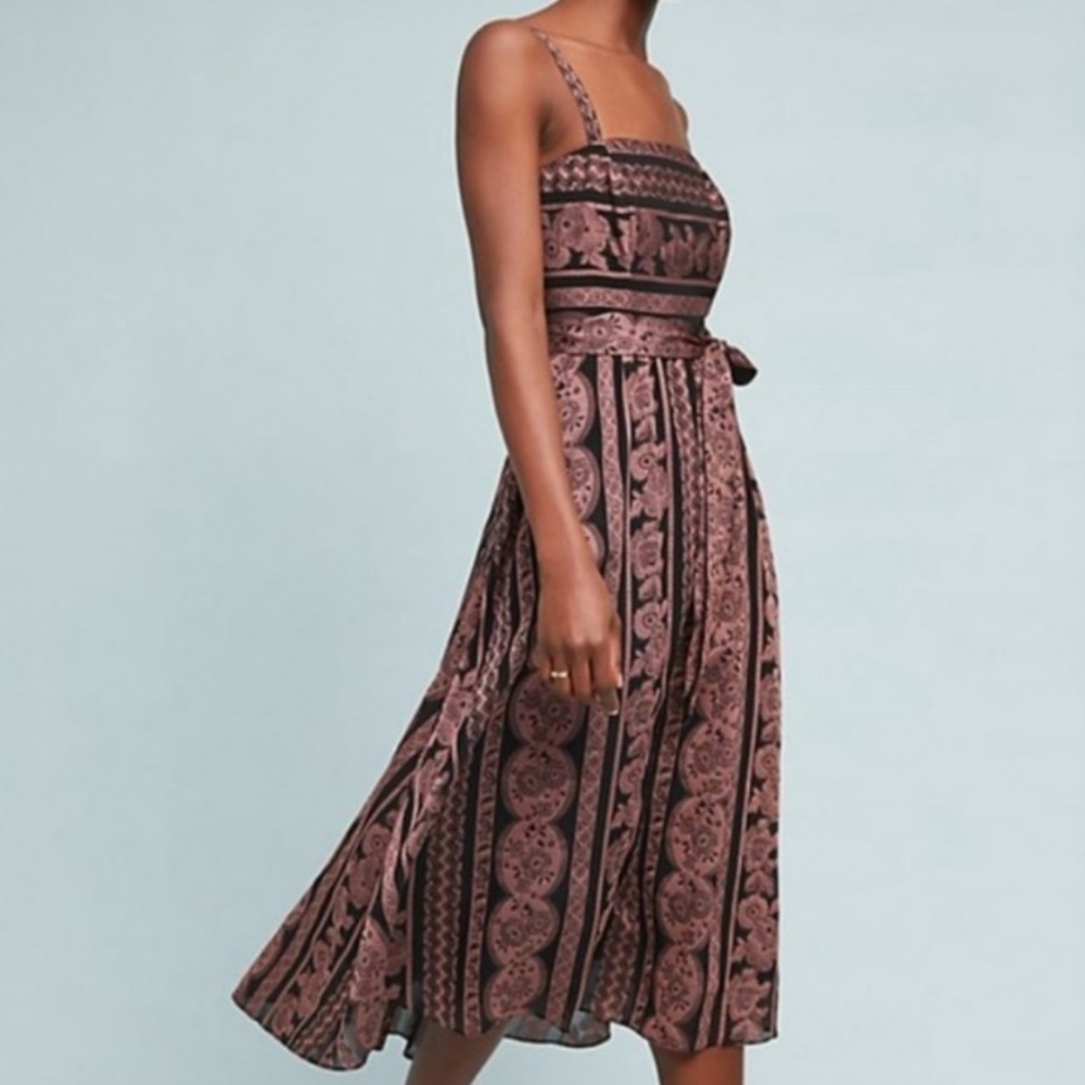 Vanessa Virginia Jardin Rose Lace Print Midi Dress